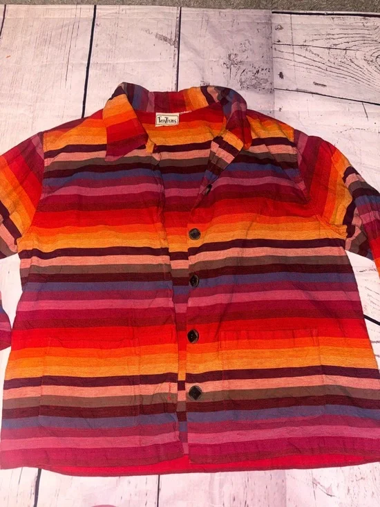 Tantrums Multicolor Striped Button-Front cotton Jacket - Picture 8 of 12